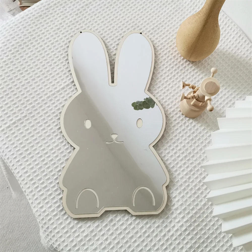 Description Picture 3 of itemINS Creative Decorative Mirror for Kids Room Cute Bear Rabbit Shape Acrylic Mirror Baby Photo Props Nordic Home Nursery Decor
