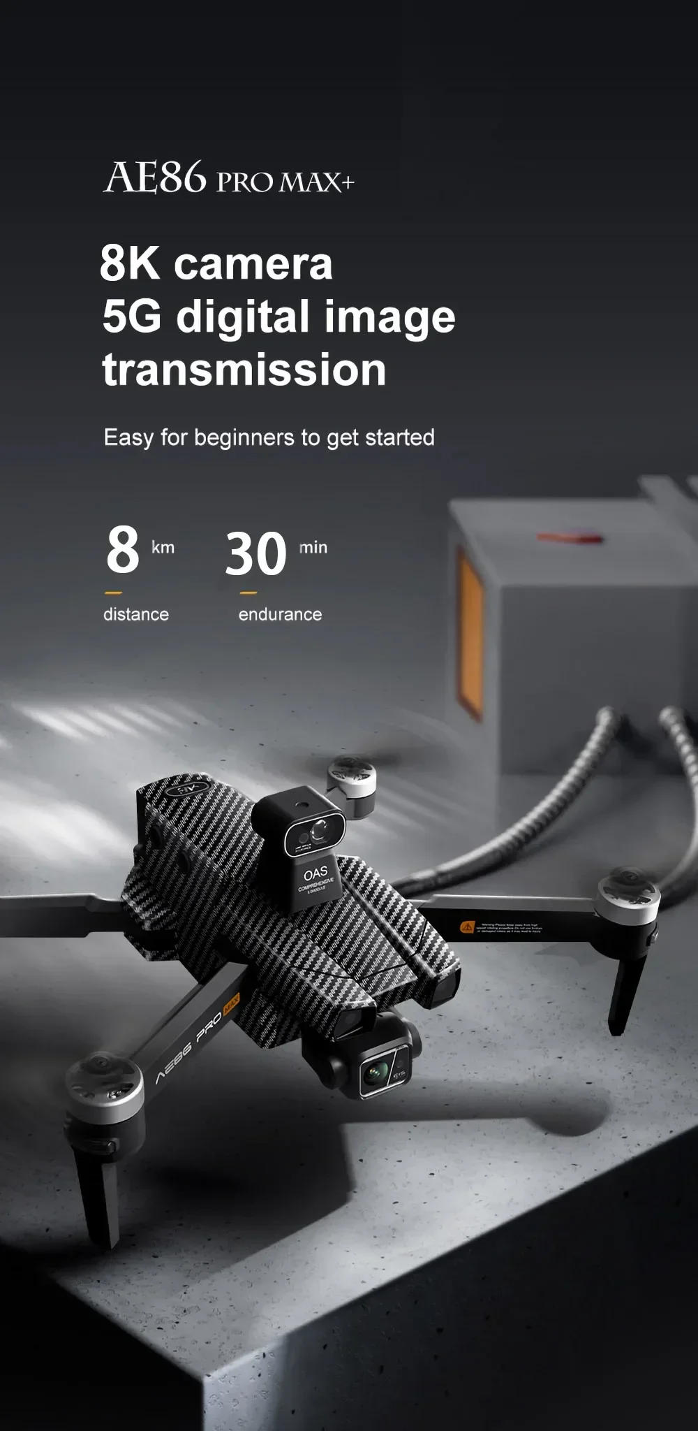 Description Picture 2 of itemAE86 PRO Max+ Profesional Drone with 8K HD Camera 3-axis gimbal Aerial Photography Obstacle Avoidance FPV GPS Dron RC Quadcopter