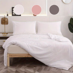 3PC Solid Matte Duvet Cover Comfortable Bedding Polyester 1Duvet Cover 2Pillowcases No Filler/Core Home Decor Four Seasons