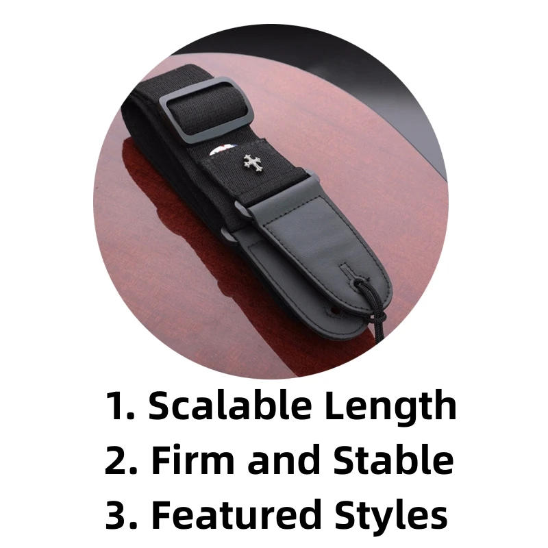 Description Picture 2 of itemElectric Guitar Strap Acoustic Folk Guitarra Belt Straps Vintage Cross Personality Guitar Straps Pick Pocket Guitar Accessories