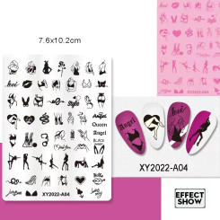 Love Heart Tips Nail Stamping Plates Stencil Forms Geometry Flowers Leaf Tips Nail Art Stamp Templates Gel Polish Printing Plate