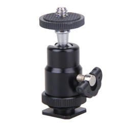 Aluminum Tripod Ball Head 1/4 Hot Shoe Adapter Metal Flash Tripod Bracket with Lock Camera Accessories 360 Degree for GOPRO