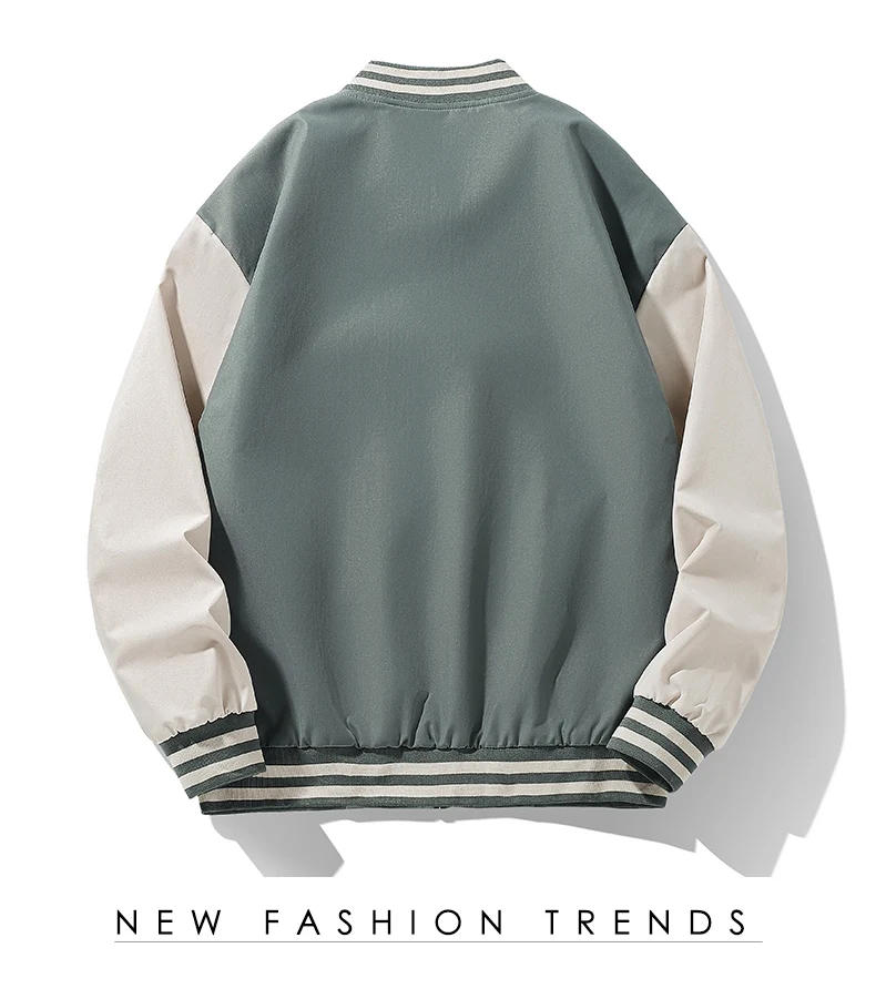 Description Picture 5 of itemBomber jacket men's high street patchwork block trench coat youth casual fashion vestede baseball uniform jacket M-5XL