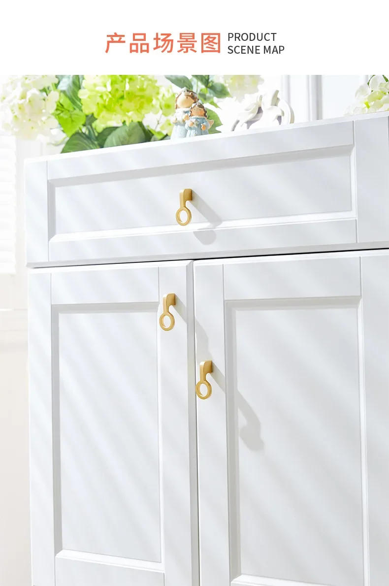 Description Picture 4 of itemBrass Wardrobe Handle Cabinet Wine Cabinet Shoe Cabinet Furniture Hardware Light Luxury Nordic Simple  Door Handle