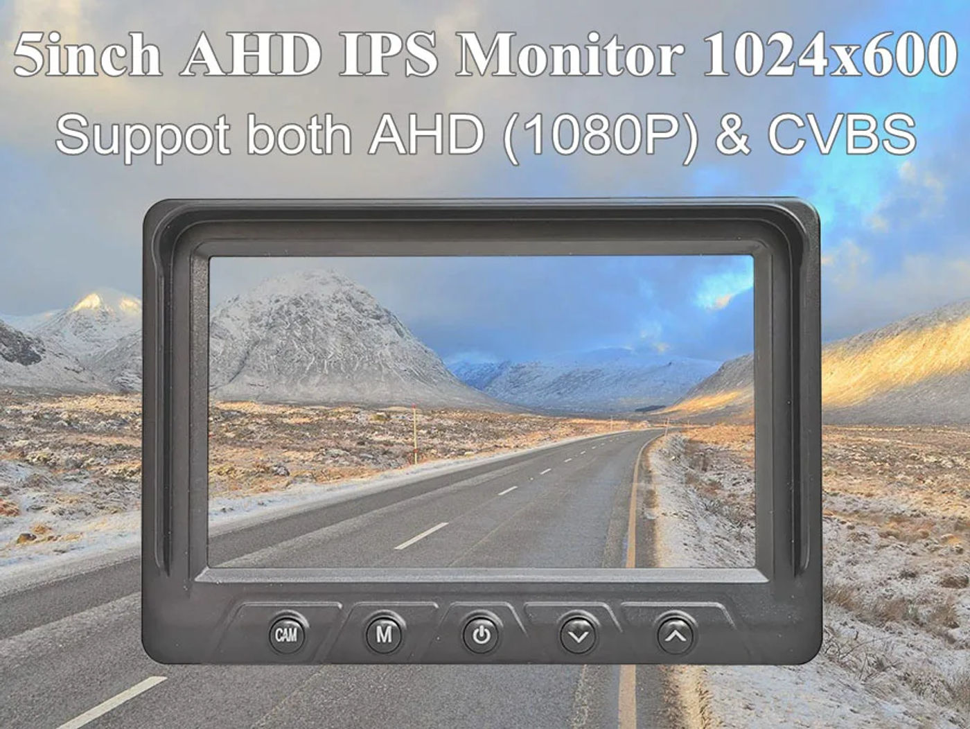 Description Picture 2 of itemDIYSECUR 1024x600 4Pin 5 Inch AHD IPS Rear View Car Monitor Digital Screen Display For AHD CVBS Car Camera