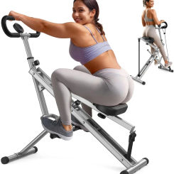 Pink Squat Machine for Home,Rodeo Core Exercise Machine,330lbs Foldable,Adjustable 4 Resistance Bands,Ride & Rowing