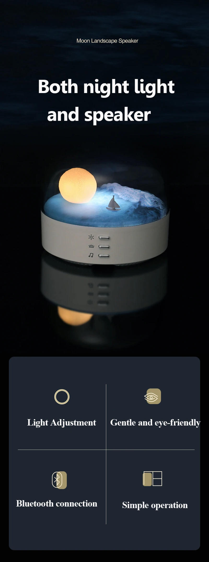 Description Picture 2 of itemMini Portable Bluetooth Speaker Ambient Light High Quality Sound Bluetooth Music Box with Dimming Soft Light Wireless Music Play