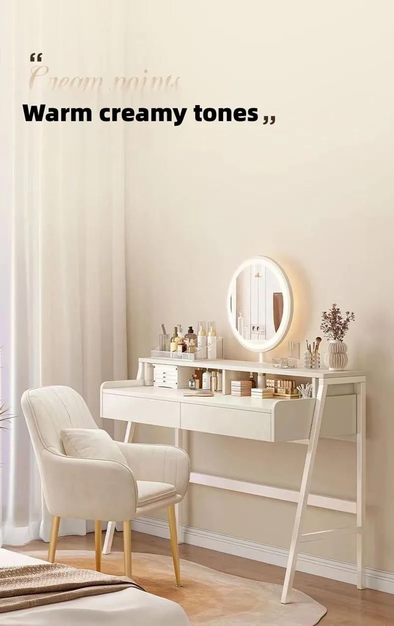 Description Picture 3 of itemBedroom Modern Minimalist Dressing Table Bedroom Modern Minimalist Cream Wind Makeup Table Small New Small Dressing Table
