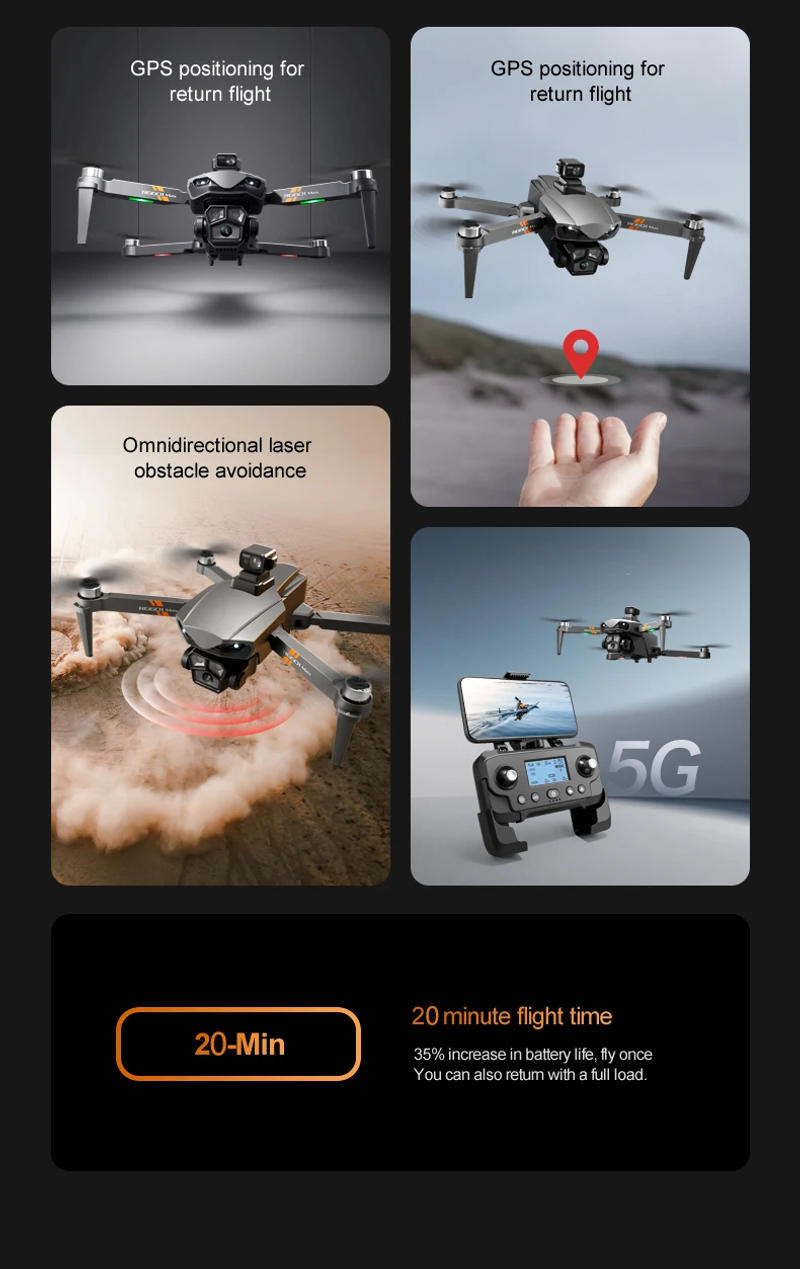 Description Picture 4 of itemDrone 8K HD Camera GPS Professional 30 km FPV Dron Quadcopter RC Helicopter Obstacle Avoidance Wide Angle Aerial Aircraft CZ10