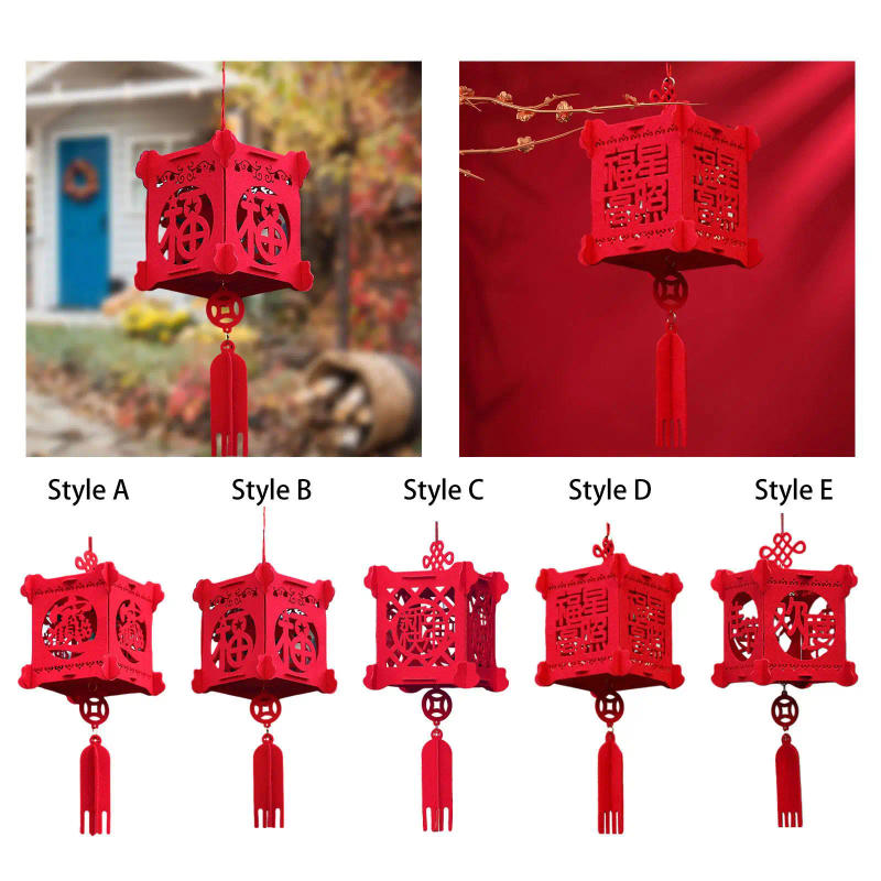Description Picture 5 of itemChinese Lantern Decorative Lucky Cube 3D Chinese New Year Lantern Felt for Celebration Indoor Outdoor Wedding Home Decor