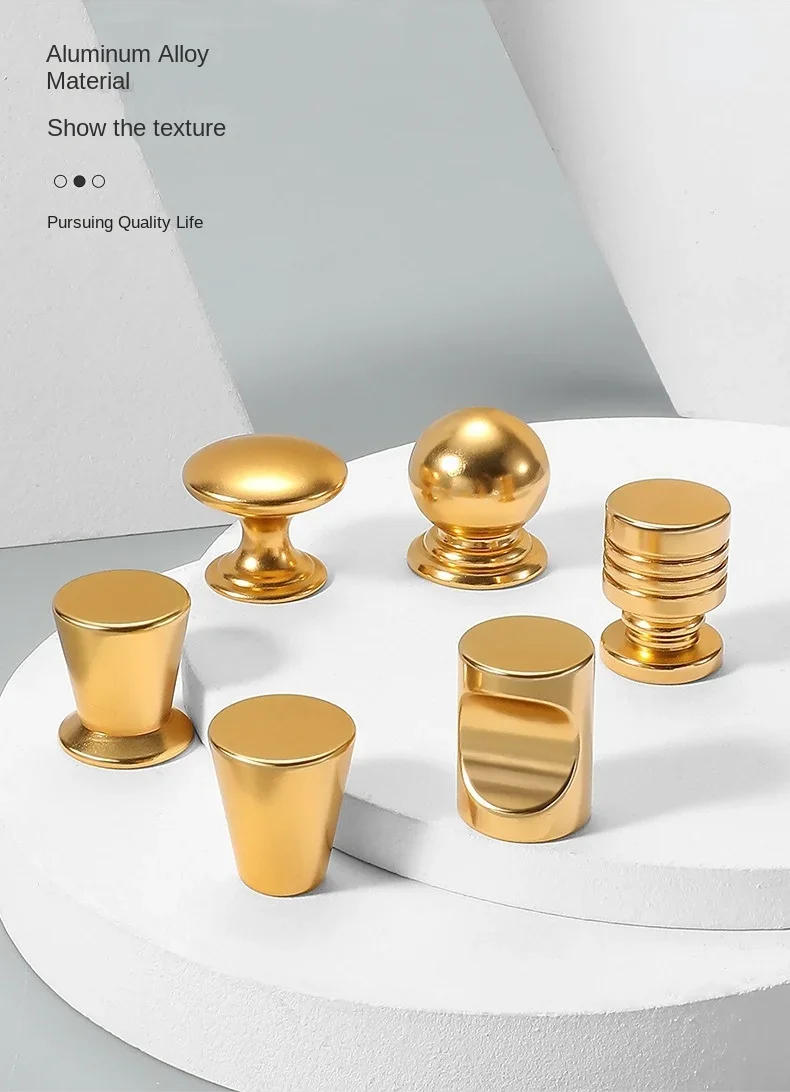 Description Picture 6 of itemSolid Single Hole Aluminium Alloy Cabinet Handle Round Black Gold Knob Cupboard Black Gold Desk Drawer Pull Furniture Hardware