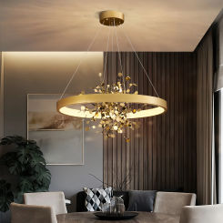 Modern Art Ring LED Pendant Lights Living Room Table Restaurant Chandelier Bedroom Coffee Interior Home Decor Gold Light Fixture