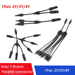 1Pair 2Y 3Y 4Y Solar Connector Photovoltaic Panel Adaptor Y Branch Plug 30A 1000V with 4mm2 Cable For Solar Photovoltaic System