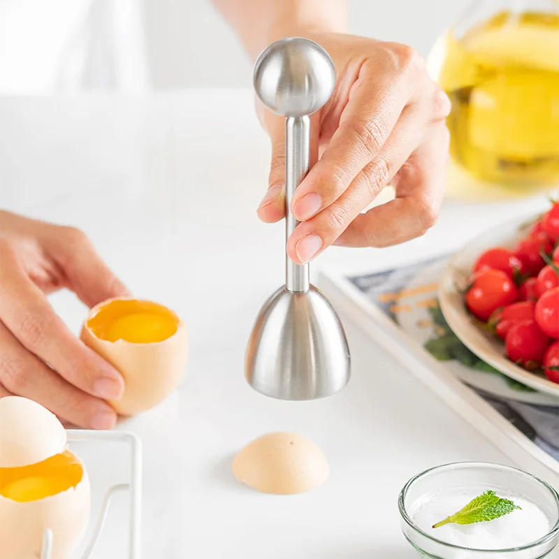 Description Picture 5 of itemStainless Steel Egg Topper Shell Opener Egg Cutter Cracker Metal Egg Cups Stand Holders for Soft Hard Boiled Eggs Kitchen Tools
