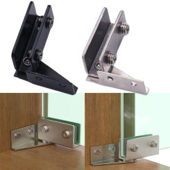 2Pcs Non-Perforated Glass Door Hinge Display Cabinet Hinge Wine Cabinet Rotating Shaft Glass Clips Furniture Door Hinge Hardware