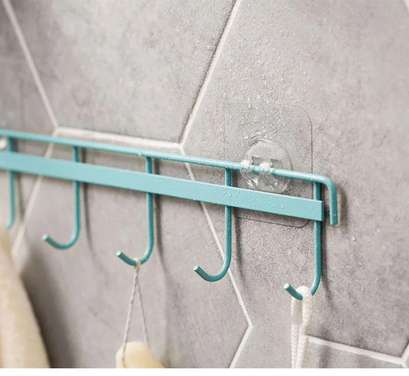 Description Picture 6 of itemWall Hanging Hook Storage Rack 6 Hooks Kitchen Kitchenware Towel Hook Hanger for Wall Door Bathroom Organizer Self Adhesive