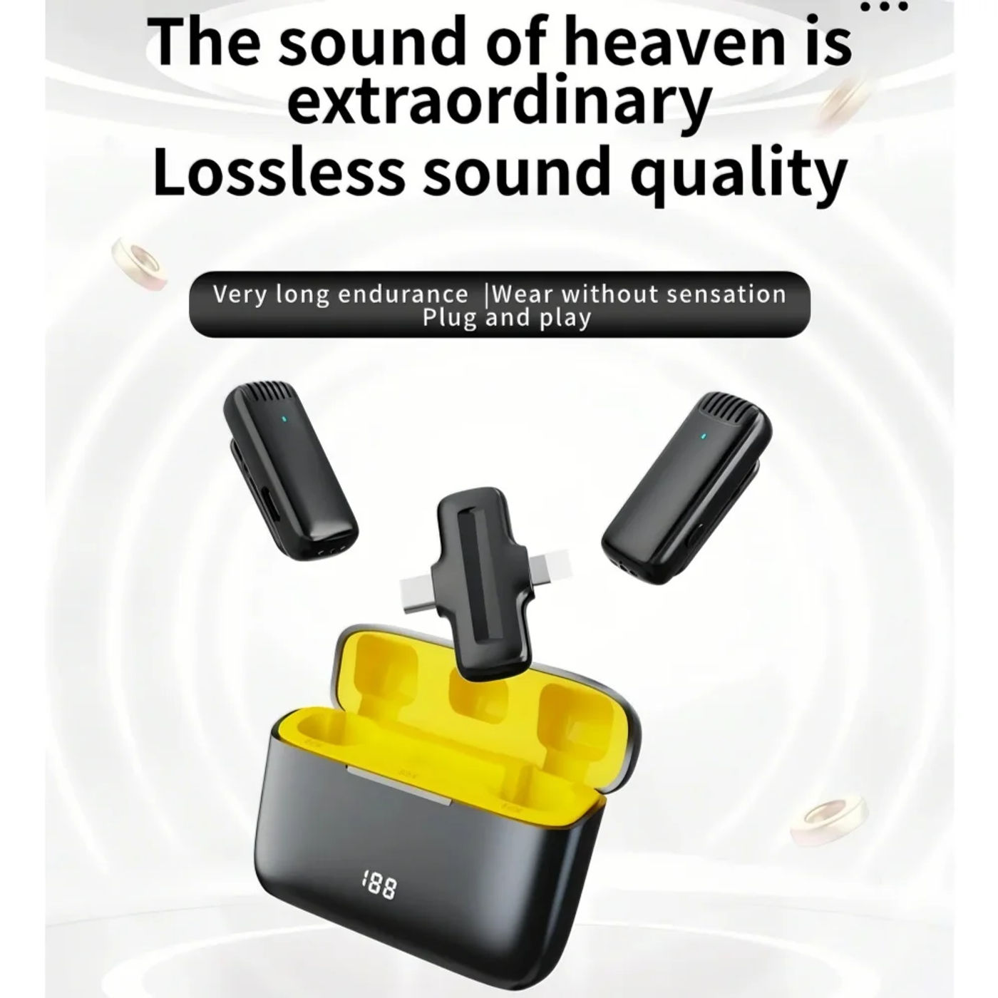 Description Picture 2 of itemWireless lavalier microphone/portable charging case microphone/audio and video recording iPhone Android computer live game