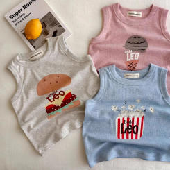 Cute Cartoon Tank Top Sleeveless Mesh Crewneck Summer Shirt Tops for Infant Baby and Toddler Boys, Girls, Unisex