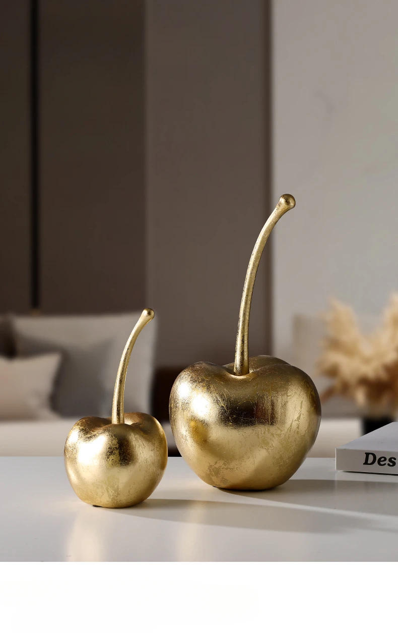 Description Picture 4 of itemResin Crafts Golden Apples Fruit Sculptures Apple Ornaments Cherry Decorative Figurines Home Decoration Accessories