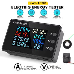 KWS-AC301 Wattmeter Power Meter Voltmeter AC 50-300V Voltage 50-60HZ Power Analyzers LED AC Electricity Meter 0-20/100A Detector