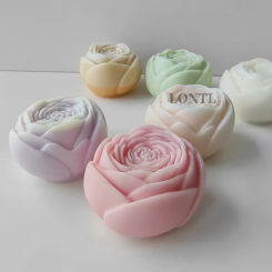 3D Round Flower Candle Mold Homemade Flower Soap Chocolate Ice Cake Tool Home Decoration Crafts Resin Plaster Silicone Mould