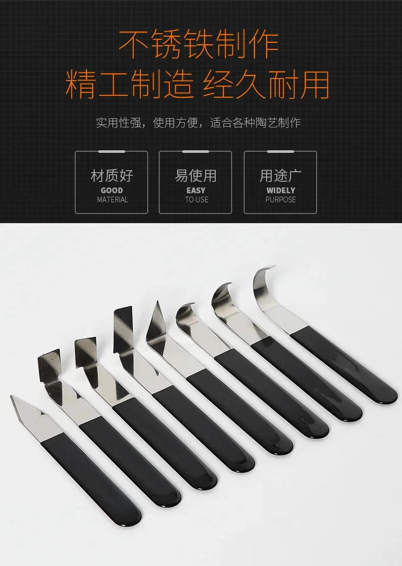 Description Picture 5 of itemNew 8 Pack Metal Clay Carving Knife,Pottery Tools,Clay Hand Tools,Ceramic Tools Set Engraving, Shaping,Clay Sculpture,Styling