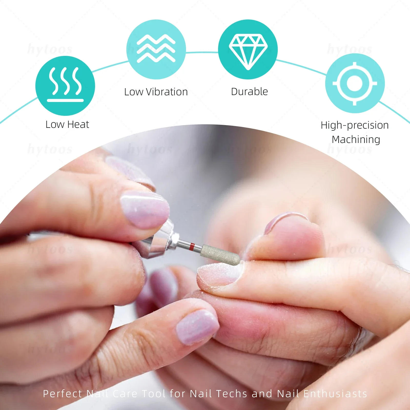 Description Picture 2 of itemHYTOOS Diamond Cuticle Nail Drill Bits 4mm Round Barrel Russian Nail Bit Professional Safety Under Cleaner Tools for Dead Skin