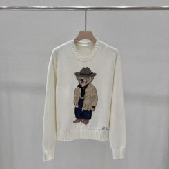 2024 new round neck pullover cartoon embroidered teddy bear temperament commuting sweater