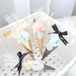 50PCS Candy Bags Cellophane Popcorn Bags Cone Cookies Storage Bag Gold Twist Ties Wedding Birthday Festive Party Favors Supplies