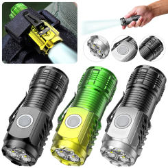 Emergency Spotlights 3 Eyes Portable Working Torch USB Charging Mini Super Bright Torch for Outdoor Camping Fishing