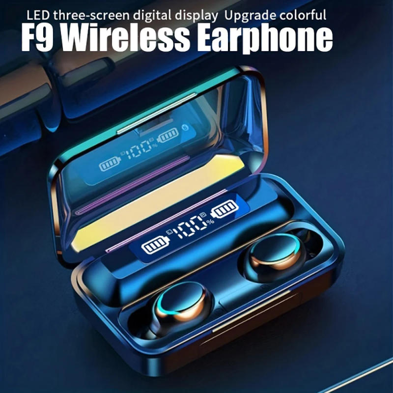 Description Picture 2 of itemF9 Wireless Earphones Bluetooth TWS LED Dislpaly Binaural Headset Waterproof Earbud HD Calling CVC 8.0 Noise Reduction Headphone