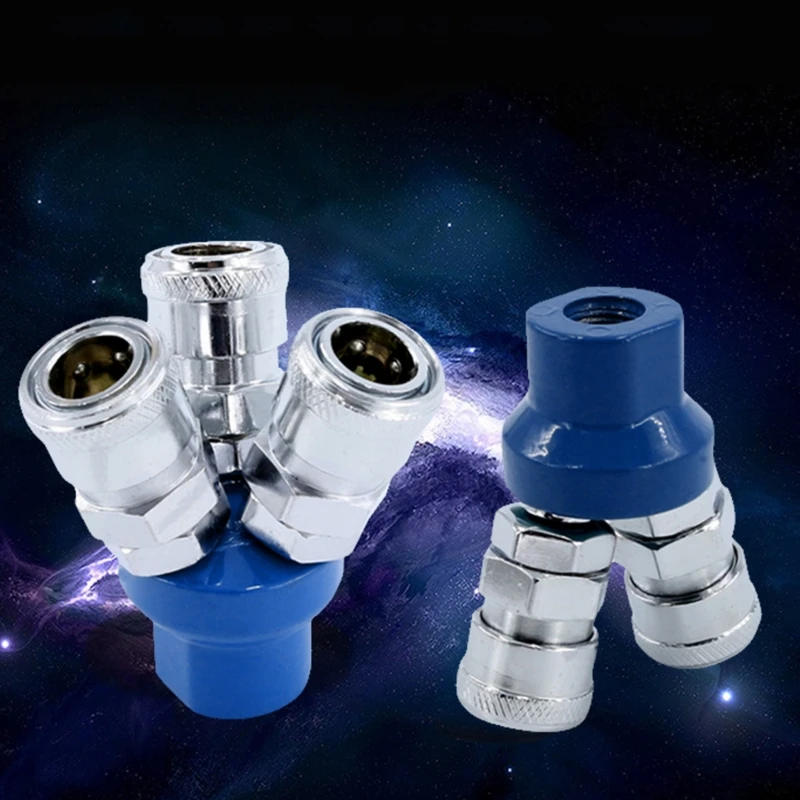 Description Picture 6 of item2/3 Way Quick Connector Air Compressor Manifold Multi Hose Coupler Fitting Pneumatic Tools Home Hardware Accessories