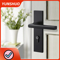 Door Handle Black Space Aluminum Door Handle Indoor / Bedroom Door Lock Split Mute Door Lock, Door Hardware