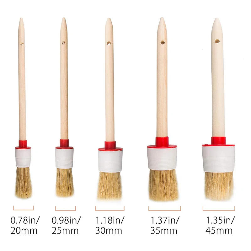 Description Picture 3 of itemCar Wash Brush Hog Bristle Round Head Paint Car Cleaning Brush Wooden Handle Bristle Detail Brush Hog Bristle Brush