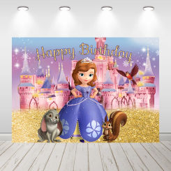 Personalised Sofia Backdrop Princess Girls Birthday Party Supplies Baby Shower Sofia Photography Background for Photo Studio