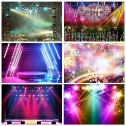 Laeacco Musical Play Stage Concert Spotlight Fantasy Polka Dot Light Bokeh Scenic Photographic Background Photo Backdrop Photo