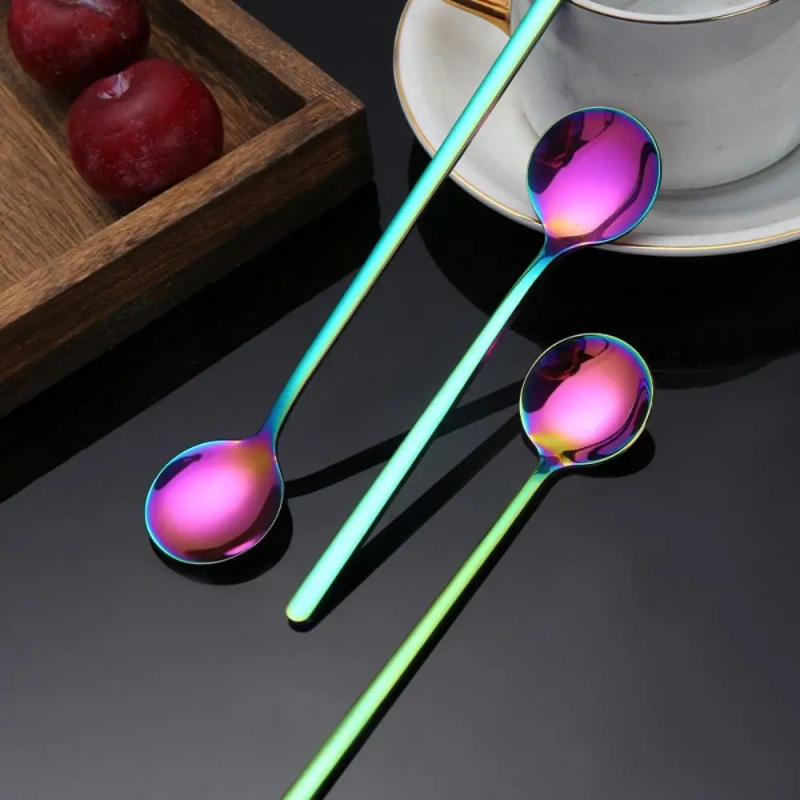 Description Picture 5 of itemLong Handle Coffee Stirring Spoon Tea Dessert Cutlery Juice Gold Tea Spoons Dinnerware Ice Cream Scoop Tableware Kitchen Tools