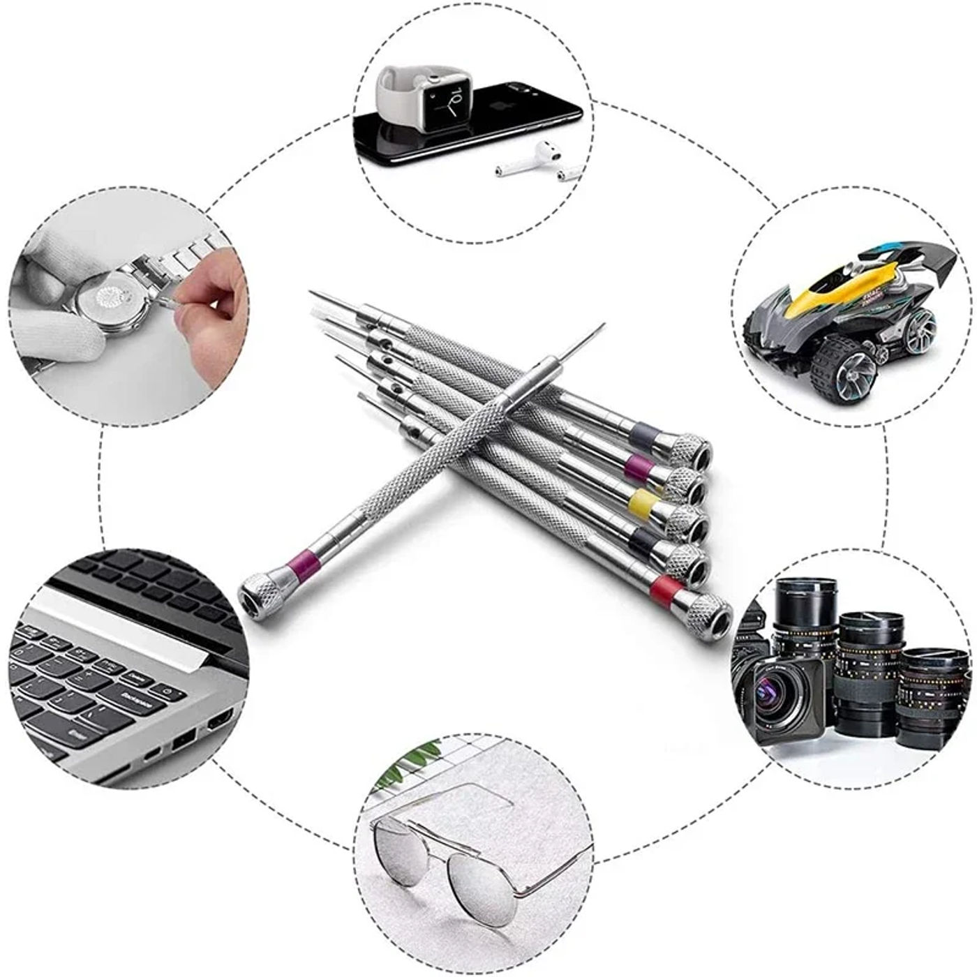 Description Picture 5 of item5pcs/set 0.8-1.6mm Steel Screwdriver for Watch Repairing Portable Watch Tools Band Removal with Mini Link Pins Watchmaker Tools