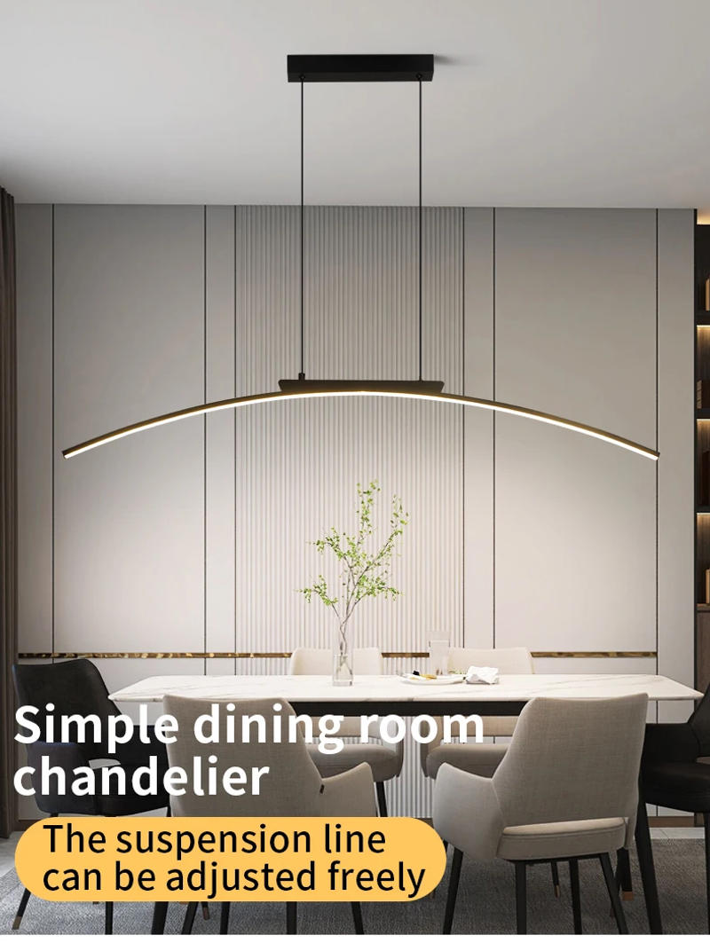 Description Picture 2 of itemPendant Lamp Minimalist Curve Hanging Light Adjustable Height LED Dining Energy Saving Light for Kitchen Dining Room Hotel Light
