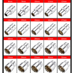 12 Teeth Shape Universal Socket Head Anti-rust Mirror 3/8 inch Drive Ratchet Wrench Socket for Nuts Of Various Types Sockets