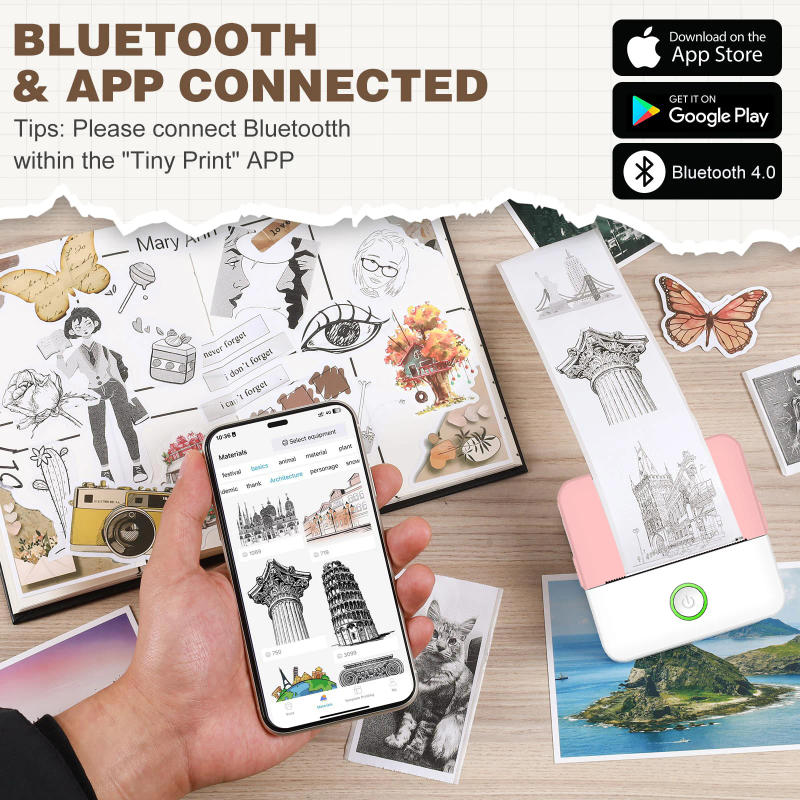 Description Picture 2 of itemMini Printer HD Portable Label Thermal Endurance Bluetooth Printer for Student Error Title Note Wrong Pocket Inkless Printing