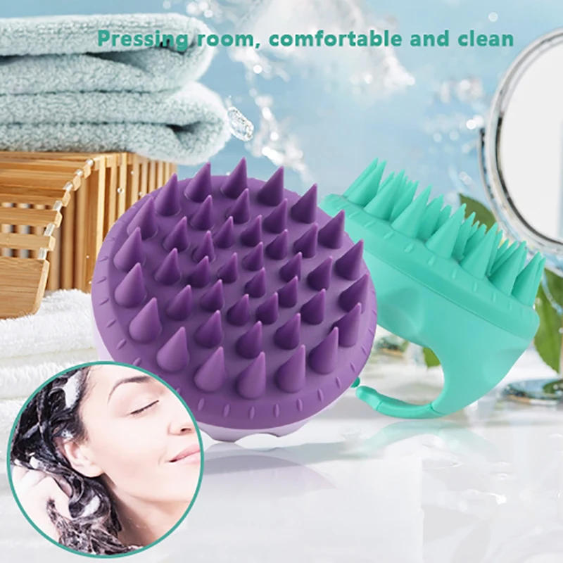 Description Picture 4 of itemScalp Massage Shampoo Brush for Hair Care Silicone Bath Brush Shampoo Shower Hair Comb Bath Ball Sponge Body Wash Bathroom Tool