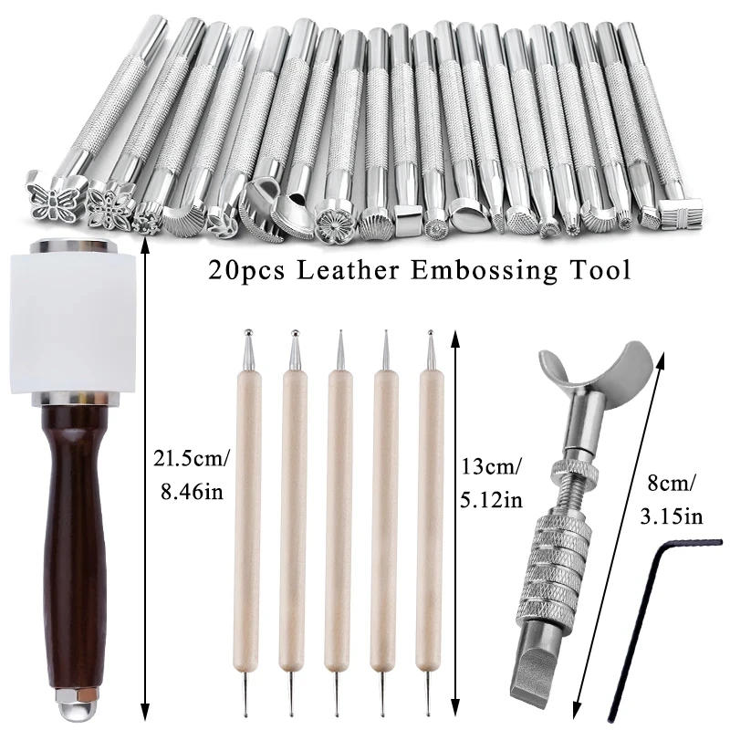 Description Picture 3 of itemWooden Handle Hammer Different Shape Leather Stamping Tools Kit Rotary Cutting Knife Point Drill Pen Leathercraft Tools Set