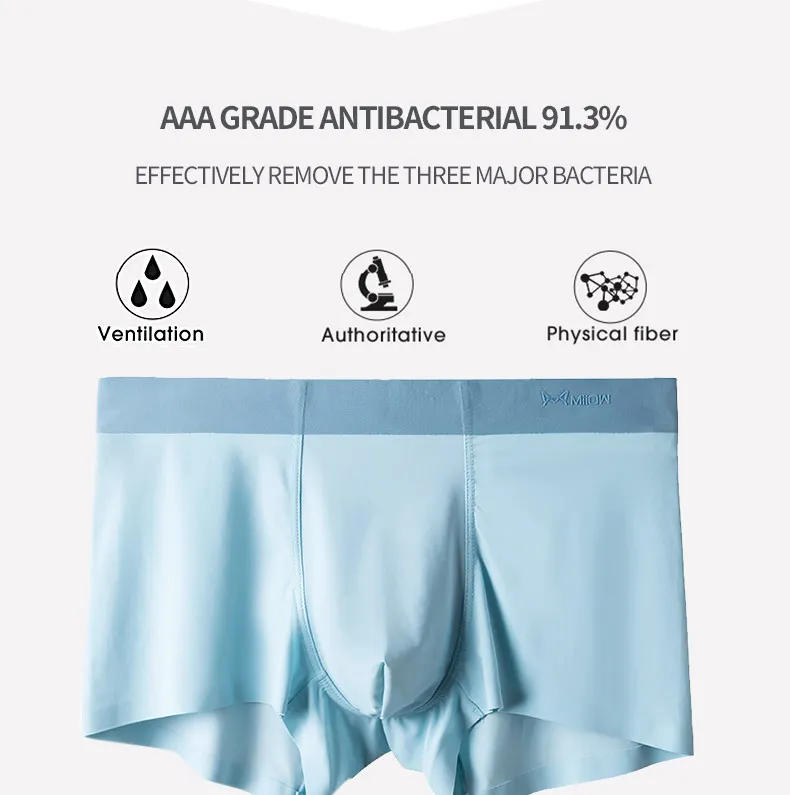 Description Picture 5 of itemMiiOW Men's Panties Seamless Ice Feeling Man Underwear Boxer Short Graphene Antibacterial Breathable Underpants Man Boxer Briefs