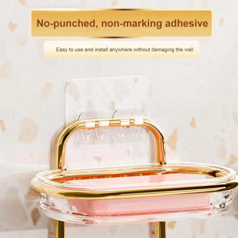 Description Picture 3 of itemAdhesive Wall Mount Soap Holder Drilling-free Soap Dish With Efficient Drainage Soap Saver For Home Bathroom shower Soap Tray