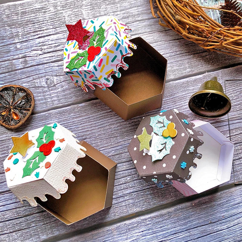 Description Picture 3 of itemPanalisacraft Christmas Candy pudding box Cutting Die Stencils DIY Scrapbooking Album Decorative Embossing DIY Paper Craft Cards