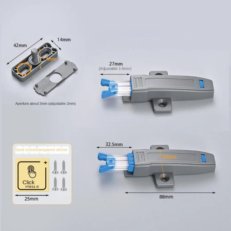 Description Picture 4 of itemNew ABS Cabinet Catches Damper Buffer Push Type Door Lock Buckle Invisible Hardware Wardrobe Stopper Cabinet Door