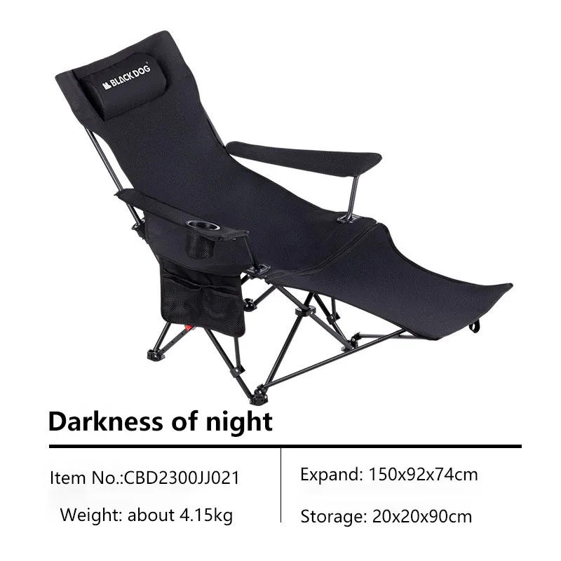 Description Picture 5 of itemBlackdog Camping Chair Folding Recliner Portable Adjustable Lounger for Outdoor Picnic With Removable Headrest Pillow