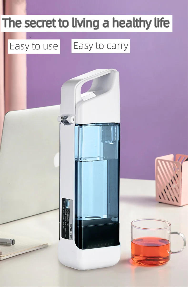 Description Picture 3 of itemHydrogen Generator Water Cup Filter Ionizer Maker Hydrogen-Rich Water Portable Super Antioxidants ORP Hydrogen Bottle 350ml