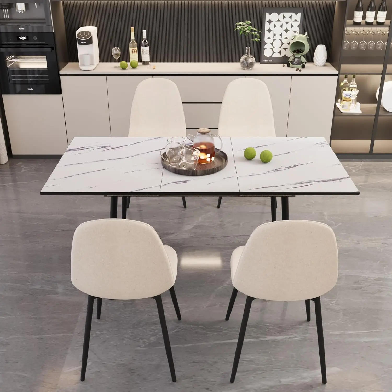 Description Picture 3 of itemDining Table Set for 4, Modern Expandable Kitchen Dining Table Set, Kitchen Table and Chairs Set for 4-6 People, Dining Tables
